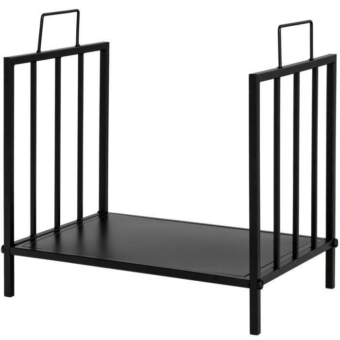 GYMAX Support de Bûches de Bois de Chauffage, en Fer Décoratif avec Motifs de Feuilles Exquis, Support de Stockage de Cheminée, Noir