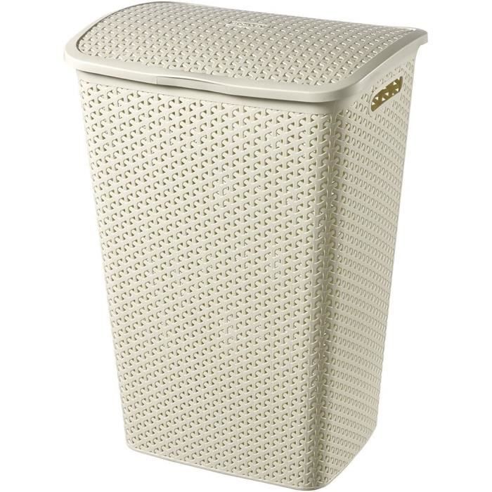 Curver Panier à linge rectangulaire en jute effet tissé 70% recyclé 46 litres - Peppercorn