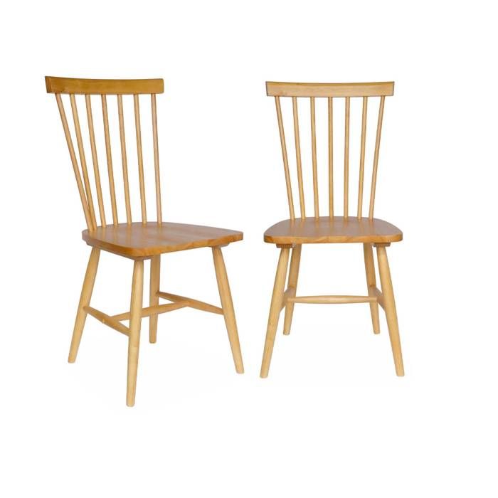 Lot de 2 chaises naturelles à barreaux en bois dhévéa. ROMIE. L 50.8 x P 44.2 x H 90cm Lot de 2 chaises naturelles à barreaux en bois dhévéa. ROMIE. L 50.8 x P 44.2 x H 90cm