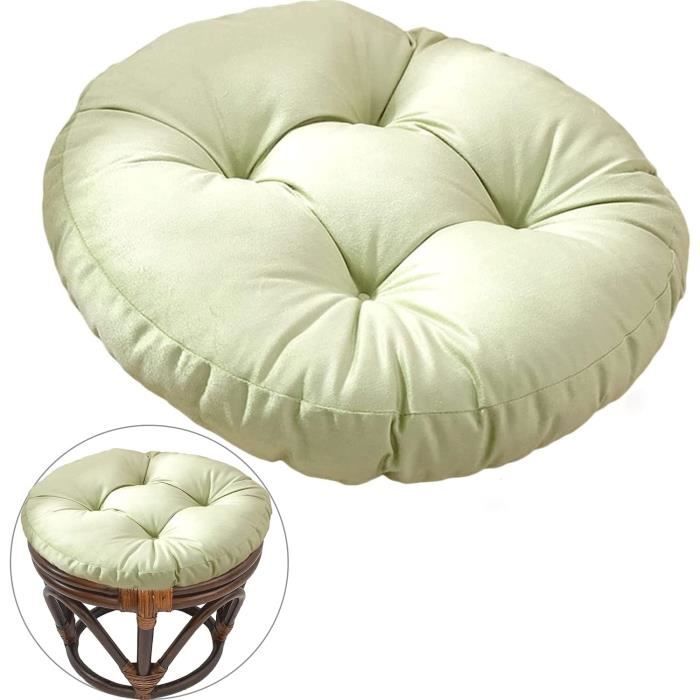 Coussin De Chaise Rond Avec Attaches - 34x34 Cm, épaisseur 2 Cm - Tissu Coton/lin, Fond Antidérapant - Pour Cuisine, Salle à Manger, Bar - 6