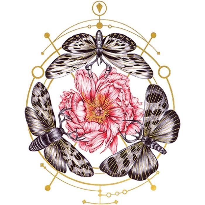 7 Feuilles Tatouage Enfant Tatouages Temporaire, Plume De Mode, Fleurs