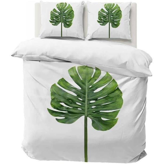 Parure De Couette Collection Feuille De Ginkgo Par Dessin,1 Housse De Couette 140x200cm,2 Taies D'Oreillers 50x75cm - Maison