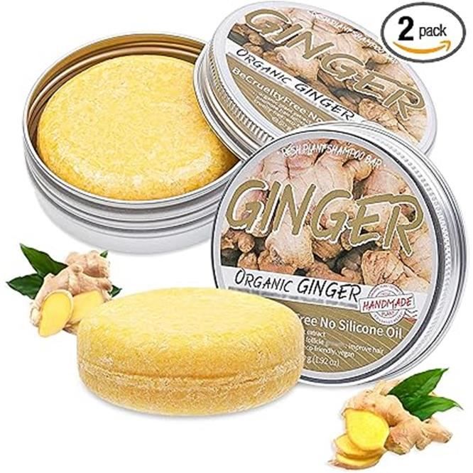 2 Pièces Ginger Hair Regrowth Shampoo Bar, AntiPerte de Cheveux Savon
