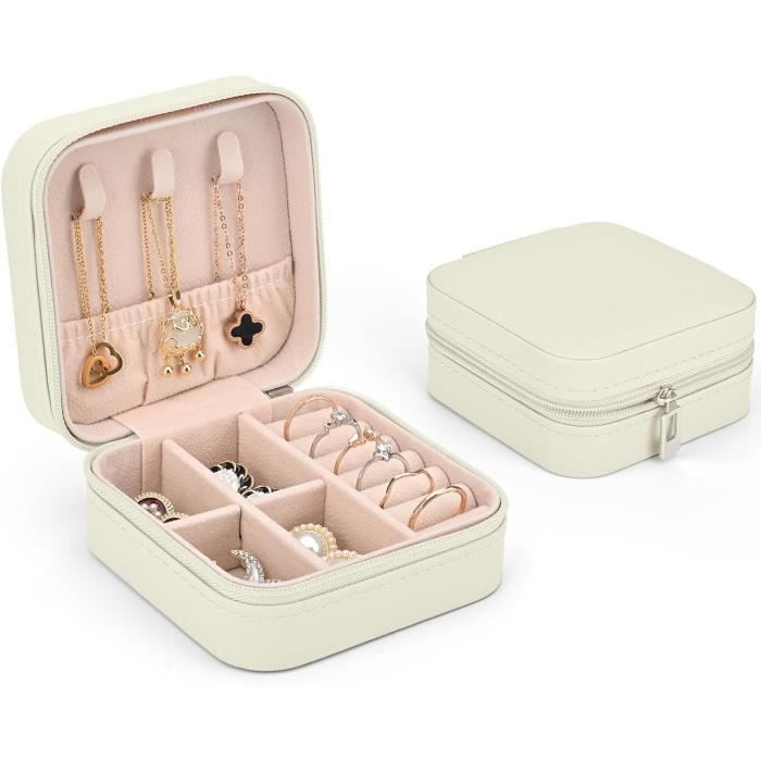 Boîte à Bijoux En Similicuir, Petite Boîte De Rangement De Voyage