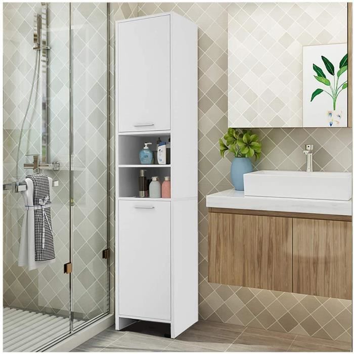 Meuble Colonne De Salle De Bain L 30 Cm Blanc Mat 30 X 31 X 185 Cm Lxpxh Cdiscount Maison