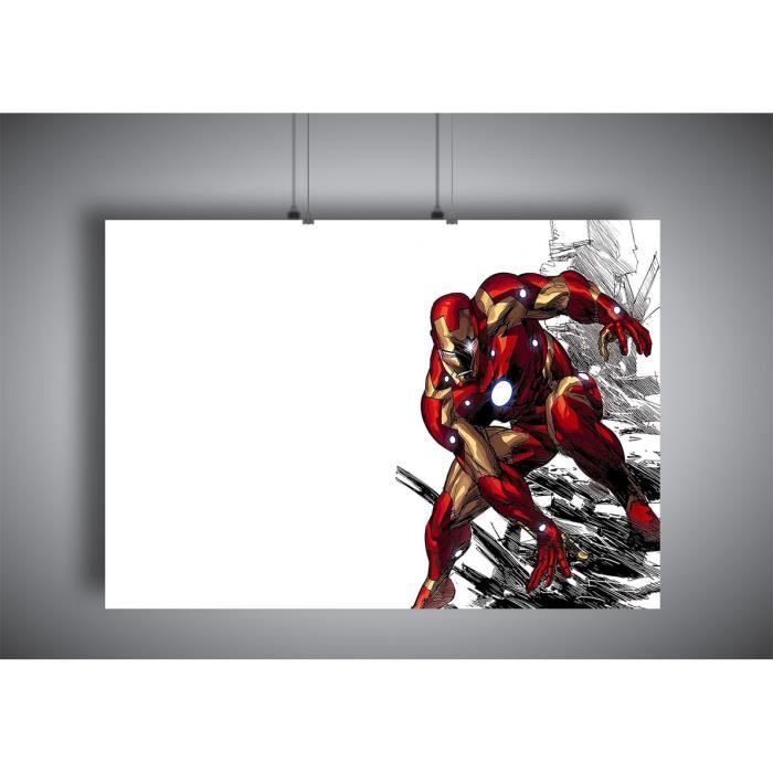 panggedeshoop Famille Wall Decor Art Affiche Peinture Aquarelle Peinture Dessin Animé Marvel Super-Héros Iron Man Veuve Noire Hulk Ant-Man Thor O109 Pas De Cadre 50X70 Cm 