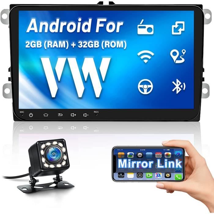 2+32G CAMECHO Android Autoradio avec Navi pour VW Golf 5 6 Skoda Polo  Passat Tiguan Touran, 7 Pouces Autoradio Bluetooth avec écran Caméra de  recul GPS WiFi FM SWC Mirror Link pour