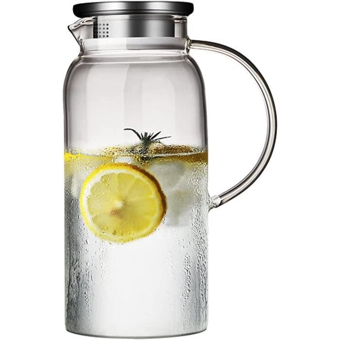 Carafe à Eau En Verre Borosilicate 1 Litre - Avec Tasses, Pour Jus, Thé Glacé, Boissons Froides, Maison/bureau