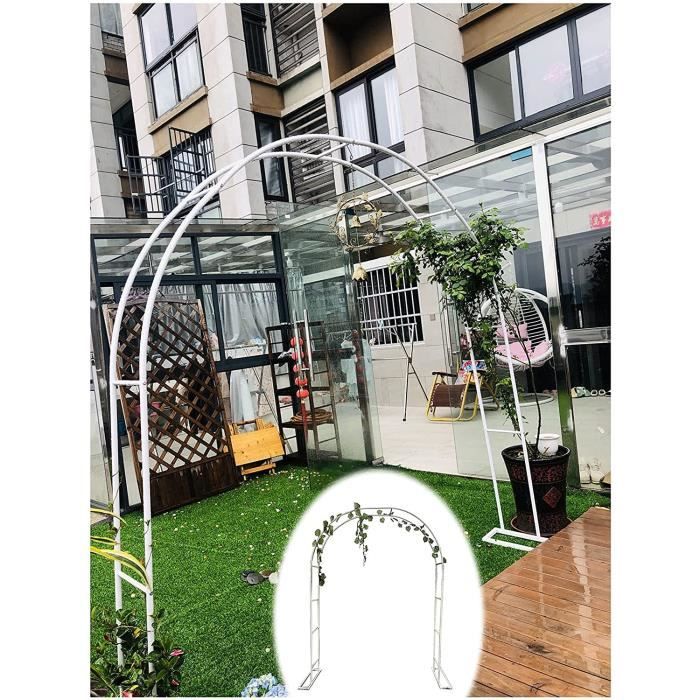 COSTWAY Arche De Jardin Moderne En Métal Pour Plantes Grimpantes, Treillis De Jardin Extérieur Avec Toit Élégant, Arche Décorative Pour Mariage Fête Et Cérémonie, 143 X 40 X 234 Cm