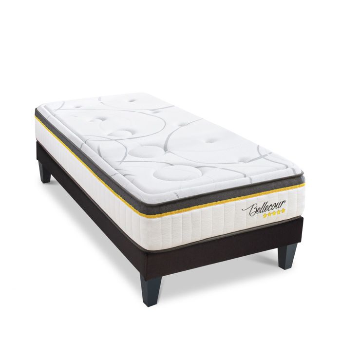 BELLECOUR LITERIE Ensemble Bellecour 3.0 90x200 cm Matelas Ressorts ensachés + Sommier Bois