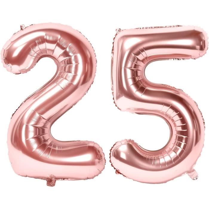 Siumir Numéro Ballons 25 Ans Géant Ballons en Or Rose Foil Helium Ballons Fête d'anniversaire Ans Anniversaire Décoration 