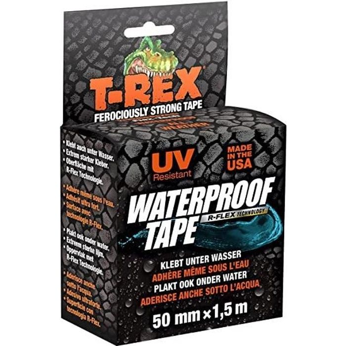 T-Rex Waterproof Tape – Ruban d'étanchéité adhésif 827-00 – Pour les fuites d'eau, piscine et tuyaux – Etanche, résistant et