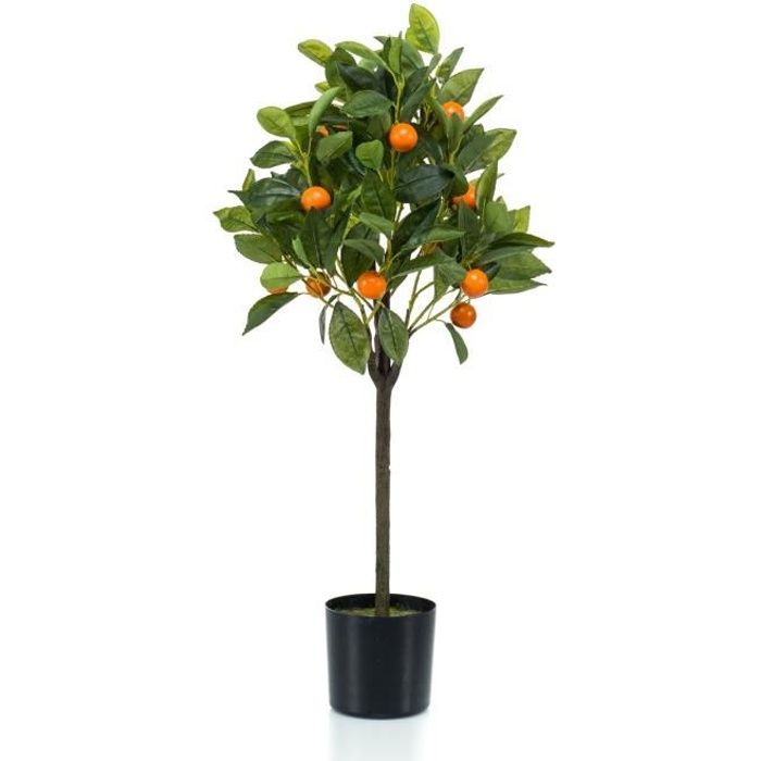 Oranger Artificiel BIMENES Avec Fruits 75cm - Arbre Faux Oranger Décoratif Intérieur