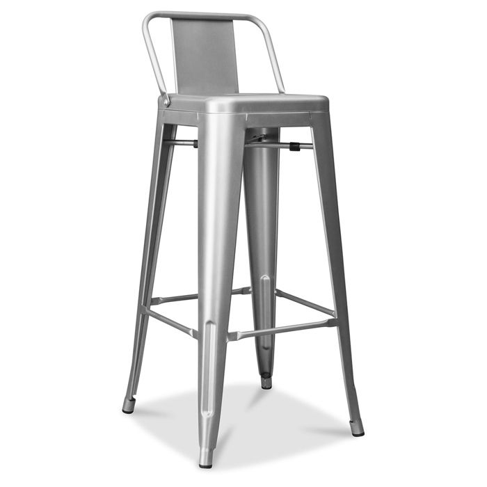 Tabouret de bar avec dossier - Design industriel - 76cm - Nouvelle édition -Metalix Acier