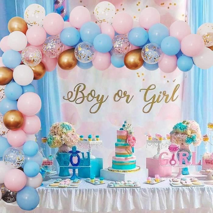 Genre Revelent Decorations Kit De Guirlande Arc Ballons Rose Bleu Ballons Blancs Rose Bleu Ballons Dores Metalliques Ballons511 Cdiscount Maison