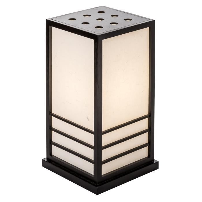 Lampe à Poser - Fine Asianliving - Miyazaki - Bois - Papier de Riz - Noir - Grand 40cm