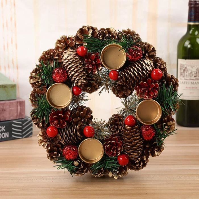 Couronne De Noël LED AQXONG - 30cm Avec Guirlande 30 Lumières - Décoration Porte