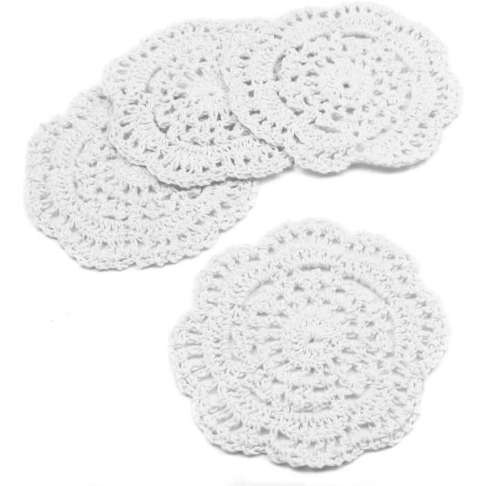 Napperons - Lot de 4 - Coton - Ronds - 102 cm - Blanc