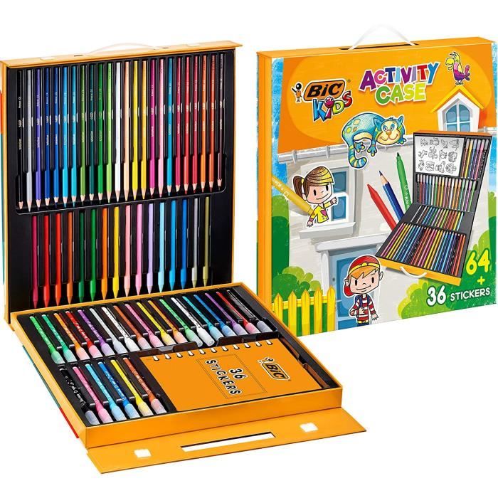 Kit De Dessin Bic Kids Mallette De Coloriage 24 Crayons De Couleurs 24 Feutres 16 Craies Et 36 Stickers A Colorier27 Cdiscount Beaux Arts Et Loisirs Creatifs