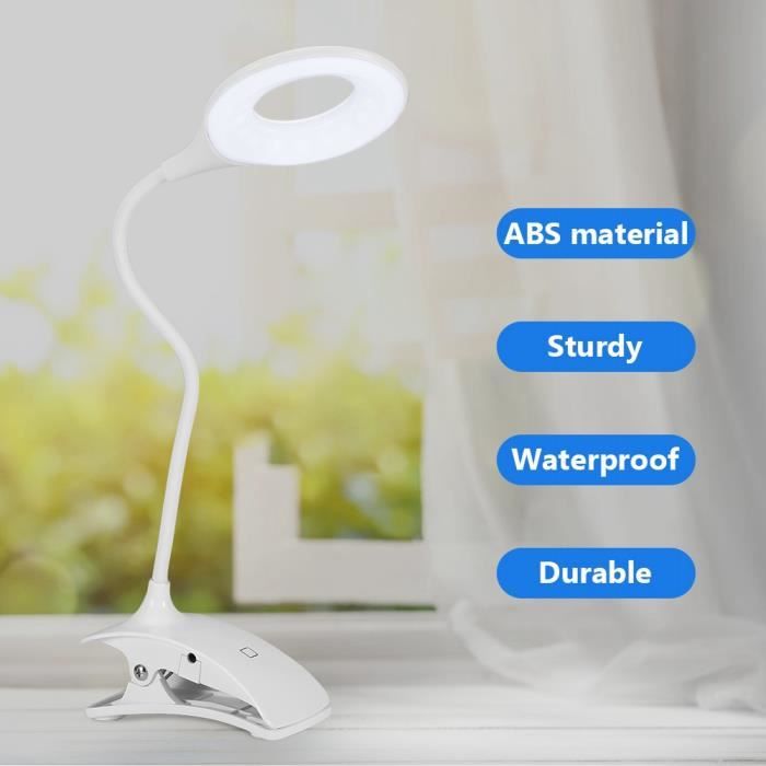 Lampe LED - TBEST - Pince à clipser - Rechargeable USB - 3 niveaux de luminosité - Design contemporain