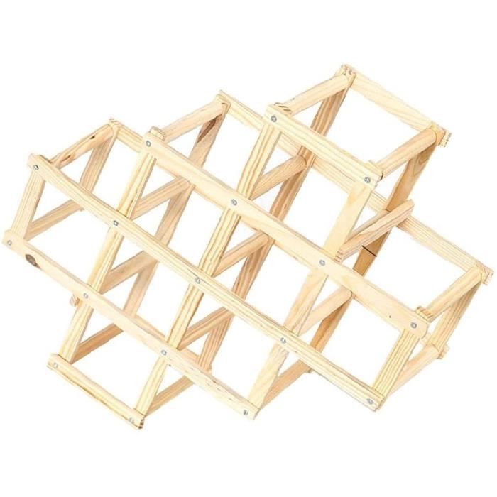 Porte-bouteilles Vin En Bois Pliable - Range 10 Bouteilles - Déco Cuisine/Bar Vintage