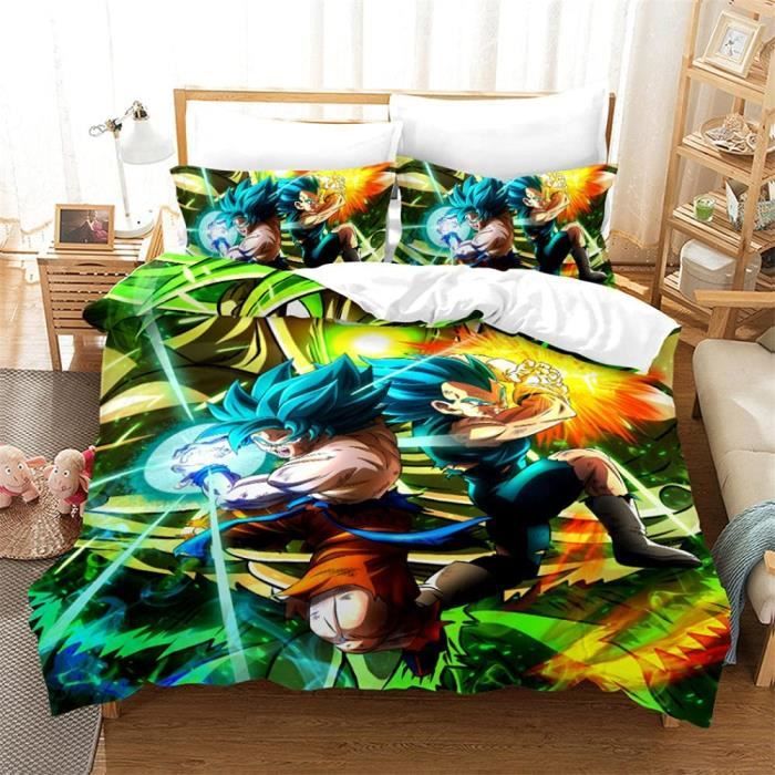 Housse Couette Ado Garçon avec 2 Taie Oreiller Dragon Ball Z Parure De Lit  3 Pièces 200x200cm[1044] - Cdiscount Maison