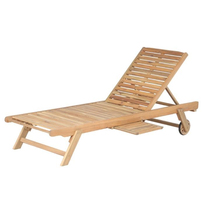chaise longue mola en bois d'acacia fsc - beau rivage - dimensions 195x71x33 cm - blanc - extérieur
