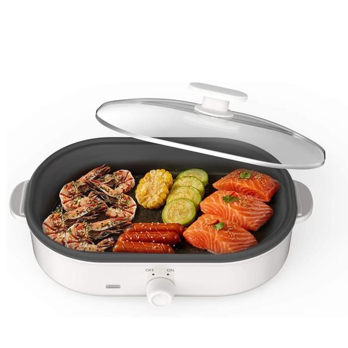 Marmite électrique Double Yin Yang 6L - 1360W - Fondue, Wok, Vapeur - Revêtement Anti-adhésif