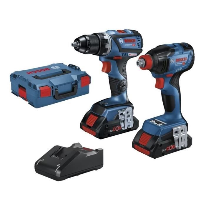 Combo Kit Bosch Professional Visseuse à chocs GSR 18V-60 C + boulounneuse GDX 18V-210 C + L-Boxx - 0