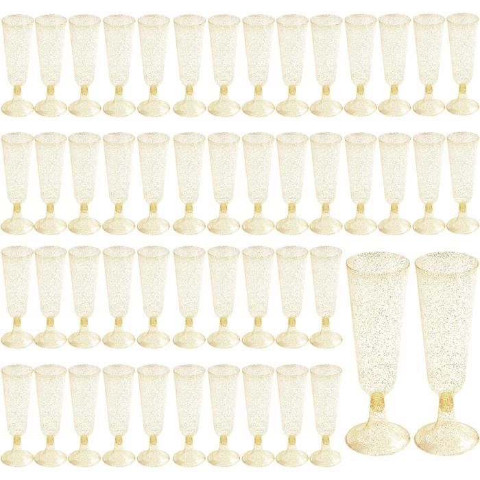 Lot 60 Flûtes à Champagne Plastique Réutilisables 150 Ml – Élégantes & Incassables Pour Mariage, Anniversaire & Fêtes