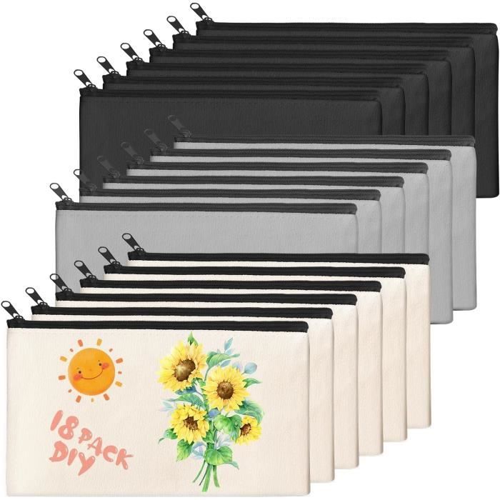 15 Pièces Pochette Tissu Zippée, Petite Trousse Tissu, Éclair