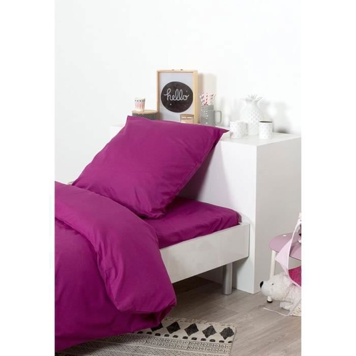 Drap Housse Uni Polycoton 140X190 Cm Prune Drap Housse Uni Polycoton 140X190 Cm Prune