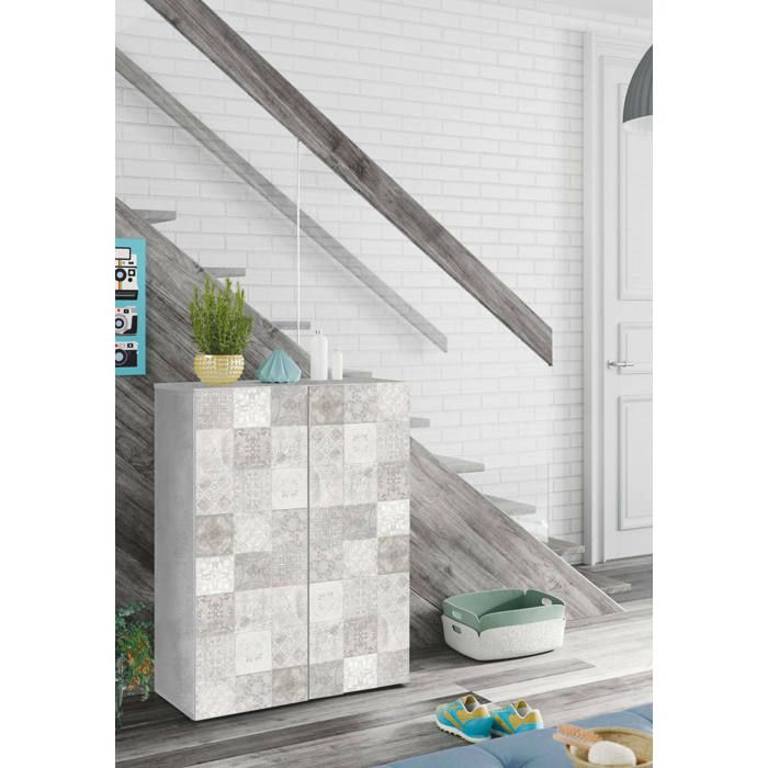 Dmora Armoire à usages multiples Olathe, Armoire auxiliaire à 2 portes et 6 étagères