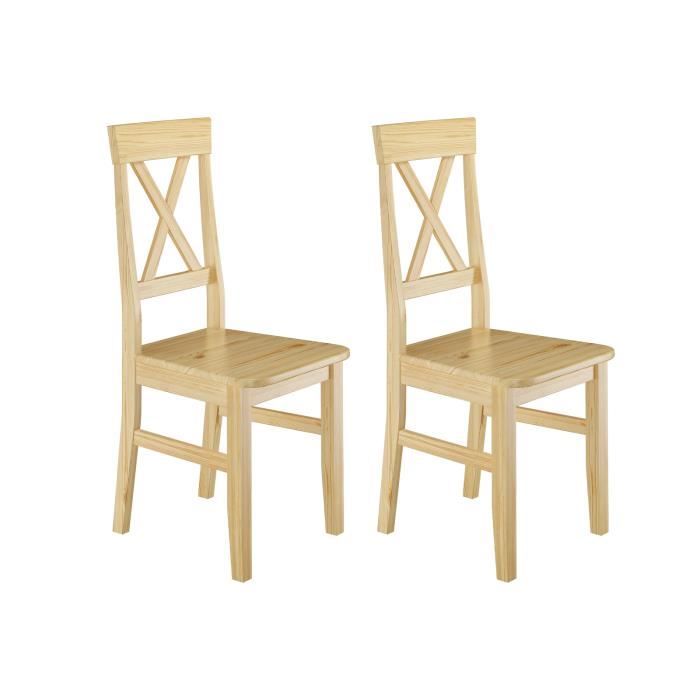 chaises de cuisine en style rustique-cottage - erst-holz - set de 2 - bois massif - beige - campagne