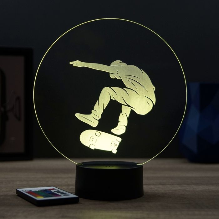 Lampe 3D Sport Skateboard – LED – Idée Cadeau – Fabriquée en France