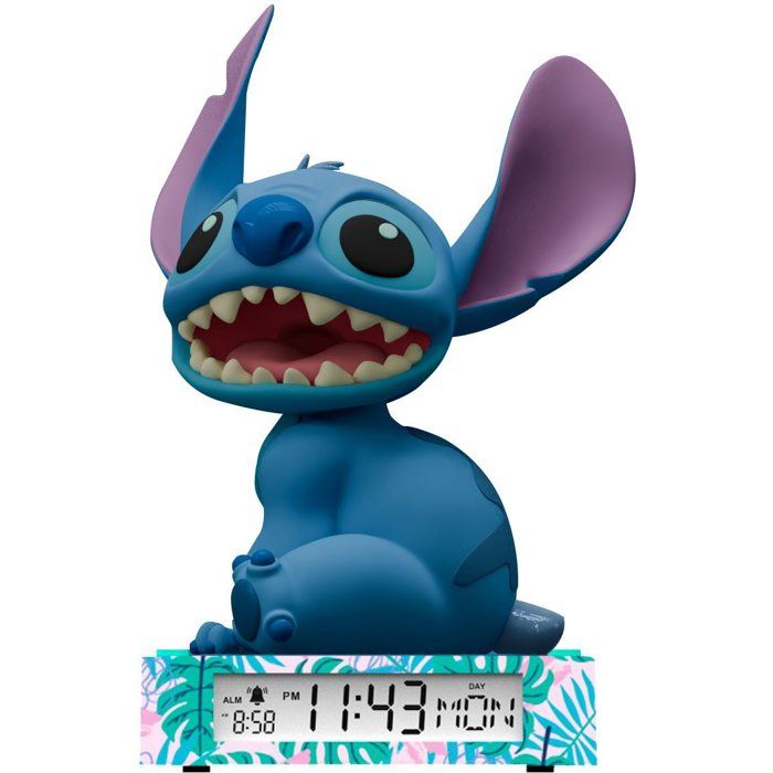 Réveil avec figurine 3D Stitch lumineux - Indique l heure la date et la fonction alarme - Fonctionne avec 3 piles LR06 non incluses