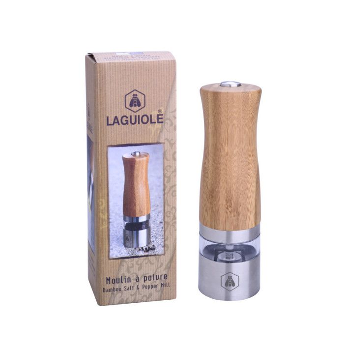 Moulin à poivre et sel électrique - Bois de bambou et inox - Eclairage intégré