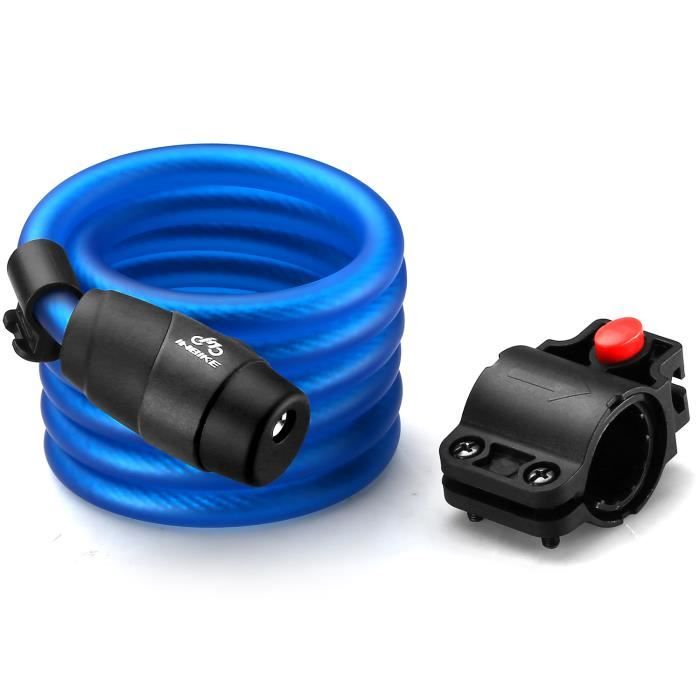 Câble Antivol à Spirale 14 Mm X 80 Cm – HFTEK – Pour Vélo, E-bike, Scooter, Moto (verrouillage Renforcé)