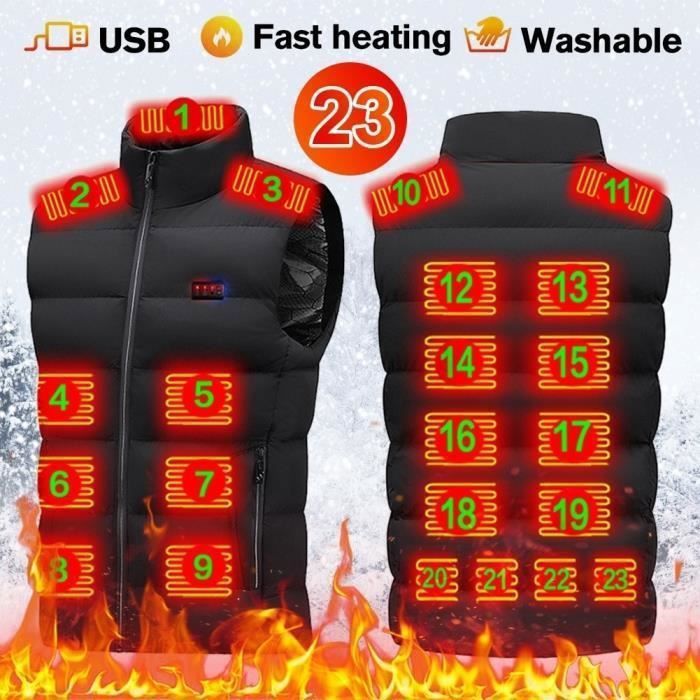 Gilet Chauffant Femme - Batterie 16000mAh Incluse, 7.4V, 8 Zones Chauffantes