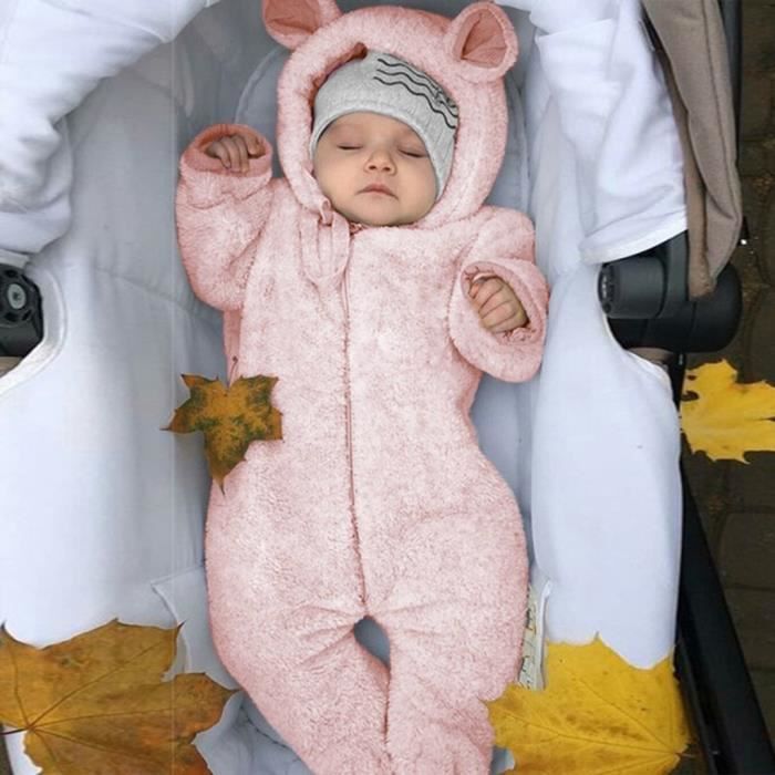 Nouveau Ne Bebe Garcon Hiver Polaire Combinaison Solide A Capuche Barboteuse Manteau Chaud Outwear Rose Rose Cdiscount Pret A Porter