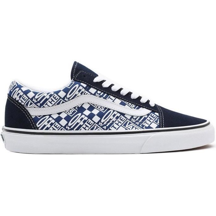 Chaussure Vans Old Skool Off The Wall VN0A3WKT4QA Bleu Mixte Plat Adulte Lacets Textile