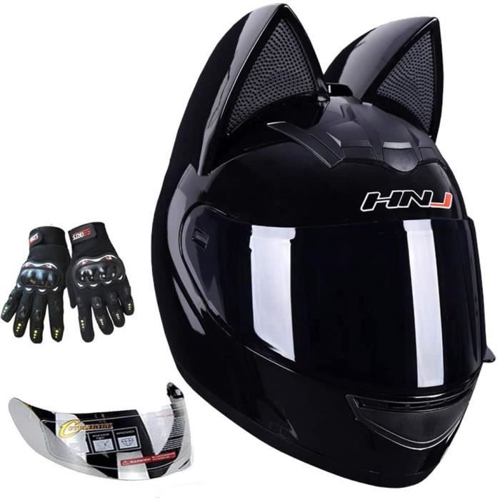 Casque de moto avec des oreilles de chat, amovibles, homologué DOT Casque de moto avec des oreilles de chat, amovibles, homologué DOT