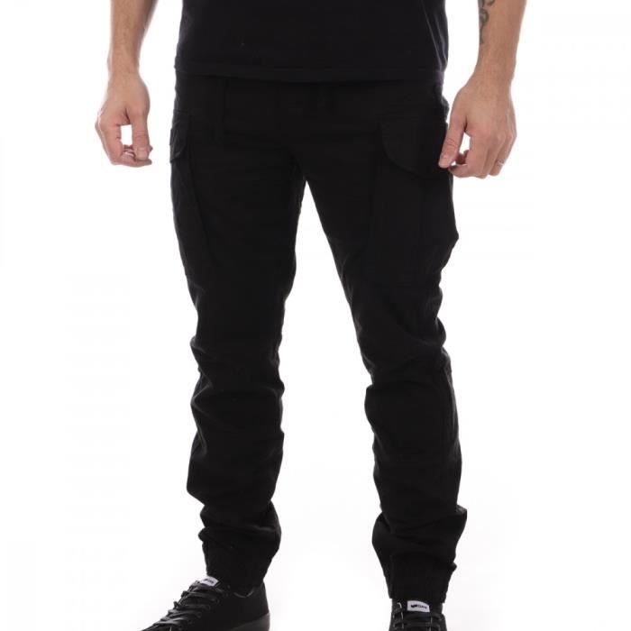 Pantalon cargo coupe Straight homme noir