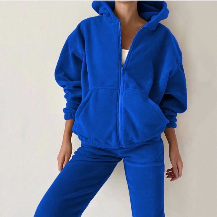 Ensemble de jogging pour femmes Peluche Sportswear Type Blue M