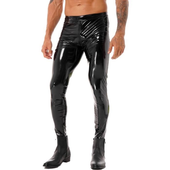 YOOJIA Pantalon Cuir Homme Brillant Metallique Pantalon Danse Jazz Legging Moulant Wetlook Disco Bal Clubwear S 4XL Noir Cdiscount Pret a Porter