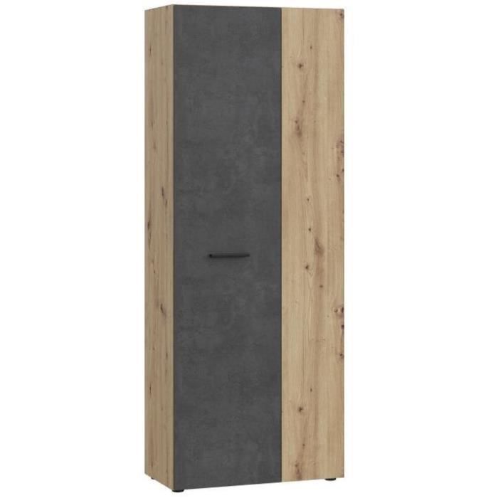 Armoire de rangement - Béton gris foncé / Chêne - 687 x 365 x 1811 cm