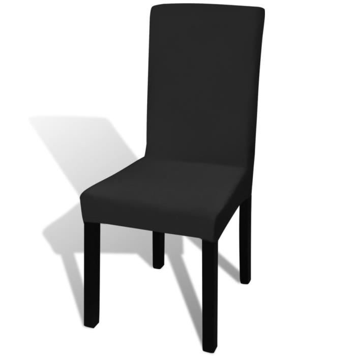 Housse de chaise - OMABETA - J18352 - Noir - 4 pièces - Extensible et lavable à 40° C