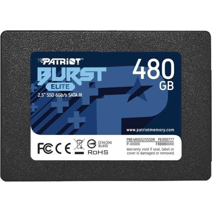 Disque Dur Patriot Burst Elite 480GB SSD 2.5 6 Gbit/ Haute Fiabilité - vue 2
