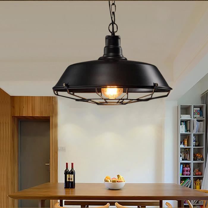 Suspension Rétro Abat- jour 36cm Douille E27 Eclairage Style Industrielle Luminaire Lustre Plafonnier en Fer Salle à Manger Bar