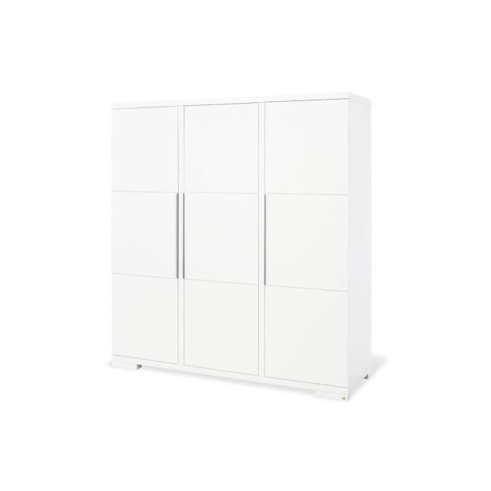 armoire enfant - pinolino - polar - 3 portes - blanc laqué